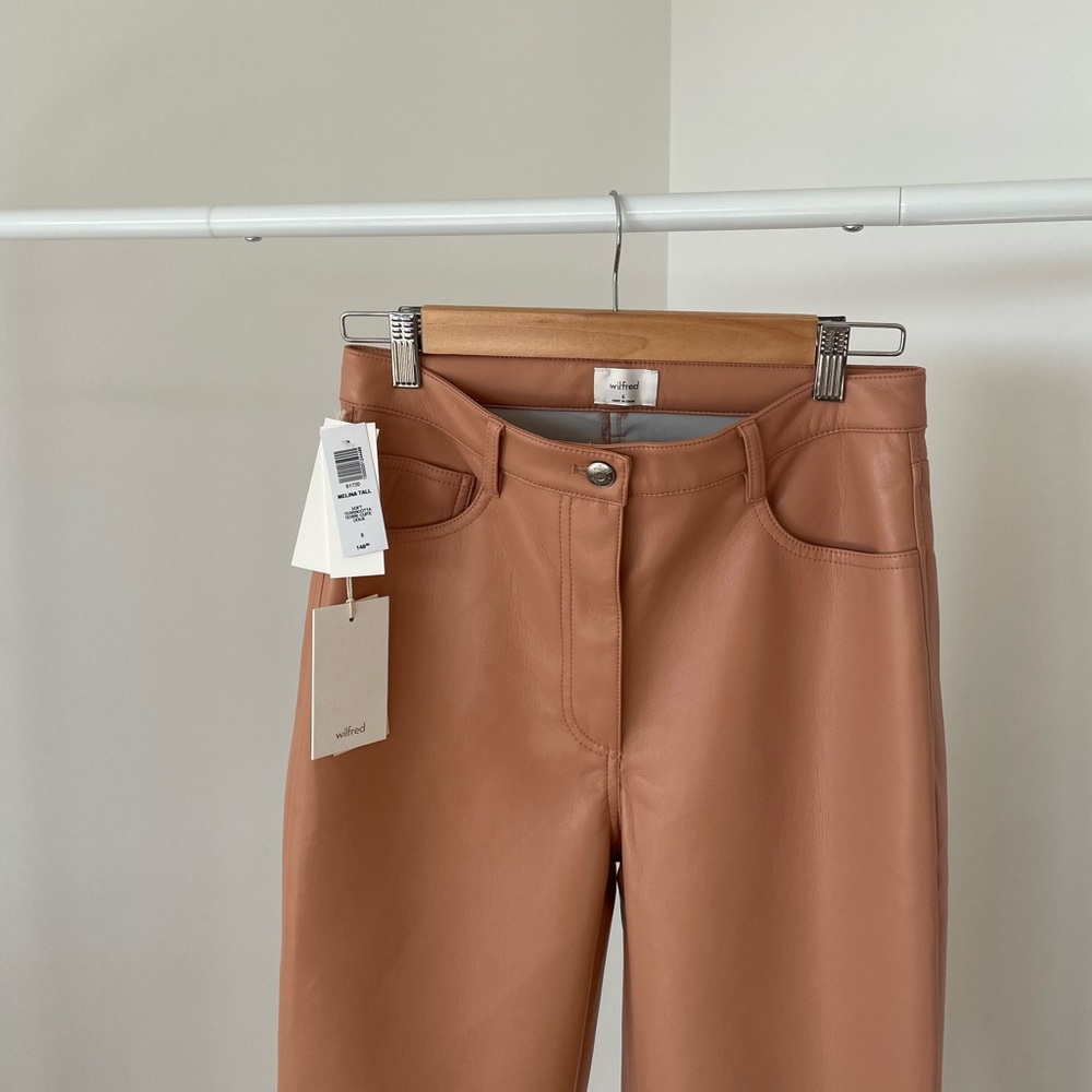 NWT Aritzia Wilfred Leather Pant in Soft Terracotta